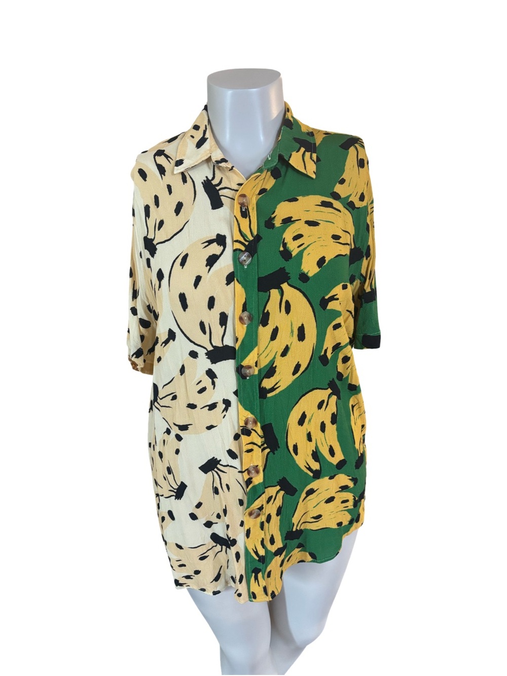 FARM Rio Yellow & Green Banana-Print Button-Down Shirt - Picture 2 of 4